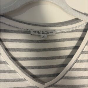 Green Envelope Gray Striped Top